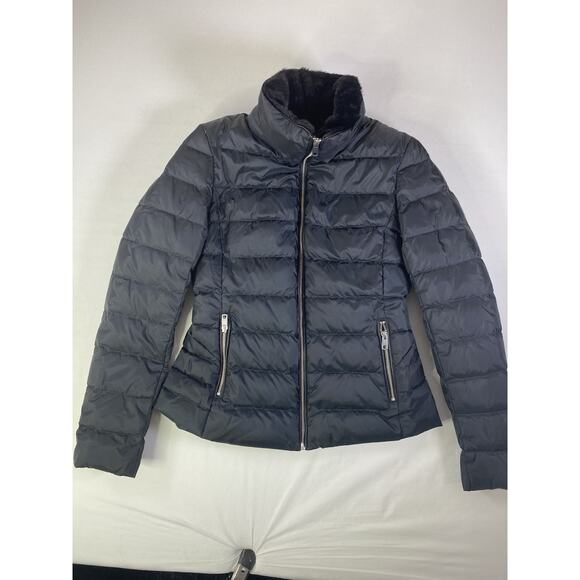 ZARA Puffer Coat Jacket, Size Small, Zipper Pockets, Fitted, Black, Outerwear - Picture 1 of 8